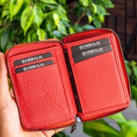 Garbalia Chain Hakiki Deri Unisex Gül Kurusu Kartlık Cüzdan - Görsel 3