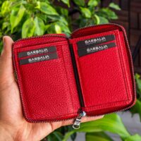 Garbalia Chain Hakiki Deri Unisex Kırmızı Kartlık Cüzdan - Görsel 3
