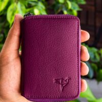 Garbalia Chain Hakiki Deri Unisex Mürdüm Kartlık Cüzdan