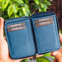 Garbalia Chain Hakiki Deri Unisex Petrol Mavisi Kartlık Cüzdan - Görsel 3