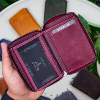 Garbalia Fargo Vintage Deri Fermuarlı Bordo Unisex Kartlık Cüzdan - Görsel 3