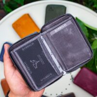 Garbalia Fargo Vintage Deri Fermuarlı Gri Kartlık Cüzdan - Görsel 3