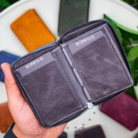 Garbalia Fargo Vintage Deri Fermuarlı Gri Kartlık Cüzdan - Görsel 4