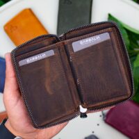 Garbalia Fargo Vintage Deri Fermuarlı Kahverengi Unisex Kartlık Cüzdan - Görsel 4
