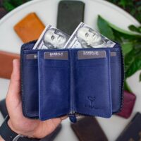 Garbalia Fargo Vintage Deri Fermuarlı Lacivert Unisex Kartlık Cüzdan - Görsel 2