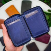 Garbalia Fargo Vintage Deri Fermuarlı Lacivert Unisex Kartlık Cüzdan - Görsel 4