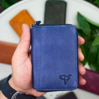 Garbalia Fargo Vintage Deri Fermuarlı Lacivert Unisex Kartlık Cüzdan