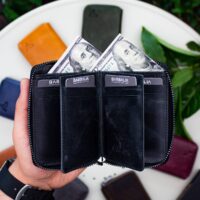 Garbalia Fargo Vintage Deri Fermuarlı Siyah Unisex Kartlık Cüzdan - Görsel 2