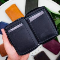 Garbalia Fargo Vintage Deri Fermuarlı Siyah Unisex Kartlık Cüzdan - Görsel 4