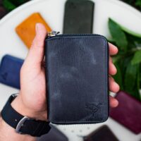 Garbalia Fargo Vintage Deri Fermuarlı Siyah Unisex Kartlık Cüzdan