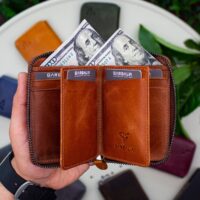 Garbalia Fargo Vintage Deri Fermuarlı Taba Unisex Kartlık Cüzdan - Görsel 2