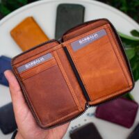 Garbalia Fargo Vintage Deri Fermuarlı Taba Unisex Kartlık Cüzdan - Görsel 4