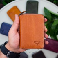 Garbalia Fargo Vintage Deri Fermuarlı Taba Unisex Kartlık Cüzdan
