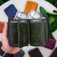 Garbalia Fargo Vintage Deri Fermuarlı Yeşil Kartlık Cüzdan - Görsel 2