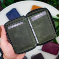 Garbalia Fargo Vintage Deri Fermuarlı Yeşil Kartlık Cüzdan - Görsel 4