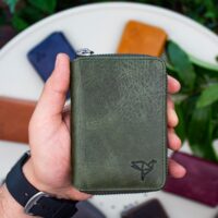 Garbalia Fargo Vintage Deri Fermuarlı Yeşil Kartlık Cüzdan