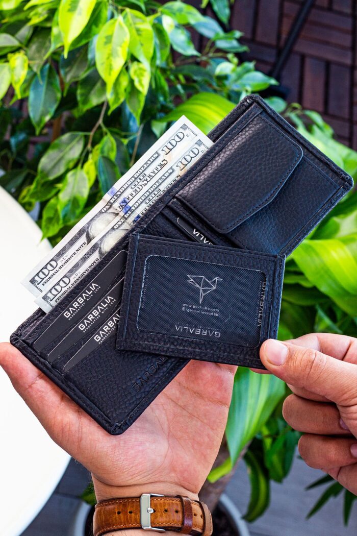 Garbalia Kanguru Hakiki Deri RFID Engelleyici Siyah Cüzdan Kartlık - Görsel 3