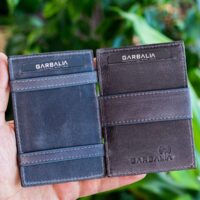 Garbalia Magic Hakiki Deri RFID Engelleyici Unisex Sihirbaz Gri Kartlık Cüzdan - Görsel 2
