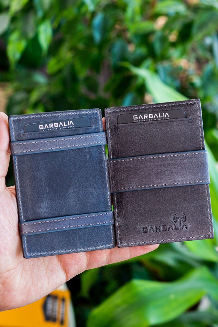 Garbalia Magic Hakiki Deri RFID Engelleyici Unisex Sihirbaz Gri Kartlık Cüzdan - Görsel 2