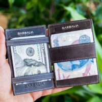 Garbalia Magic Hakiki Deri RFID Engelleyici Unisex Sihirbaz Gri Kartlık Cüzdan - Görsel 4