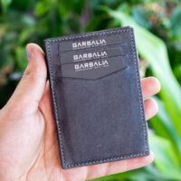Garbalia Magic Hakiki Deri RFID Engelleyici Unisex Sihirbaz Gri Kartlık Cüzdan - Görsel 5