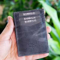 Garbalia Magic Hakiki Deri RFID Engelleyici Unisex Sihirbaz Gri Kartlık Cüzdan - Görsel 6
