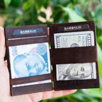 Garbalia Magic Hakiki Deri RFID Engelleyici Unisex Sihirbaz Kahverengi Kartlık Cüzdan - Görsel 2