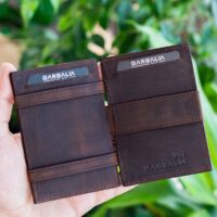 Garbalia Magic Hakiki Deri RFID Engelleyici Unisex Sihirbaz Kahverengi Kartlık Cüzdan - Görsel 3