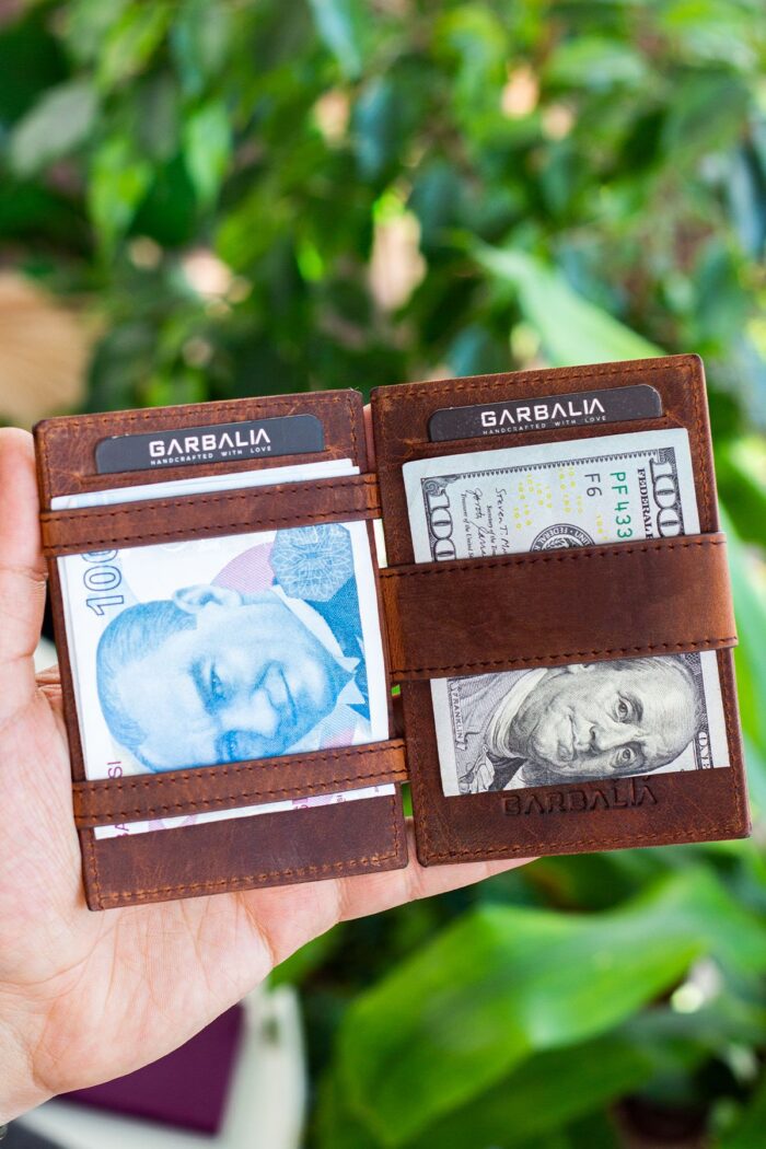 Garbalia Magic Hakiki Deri RFID Engelleyici Unisex Sihirbaz Taba Kartlık Cüzdan - Görsel 2