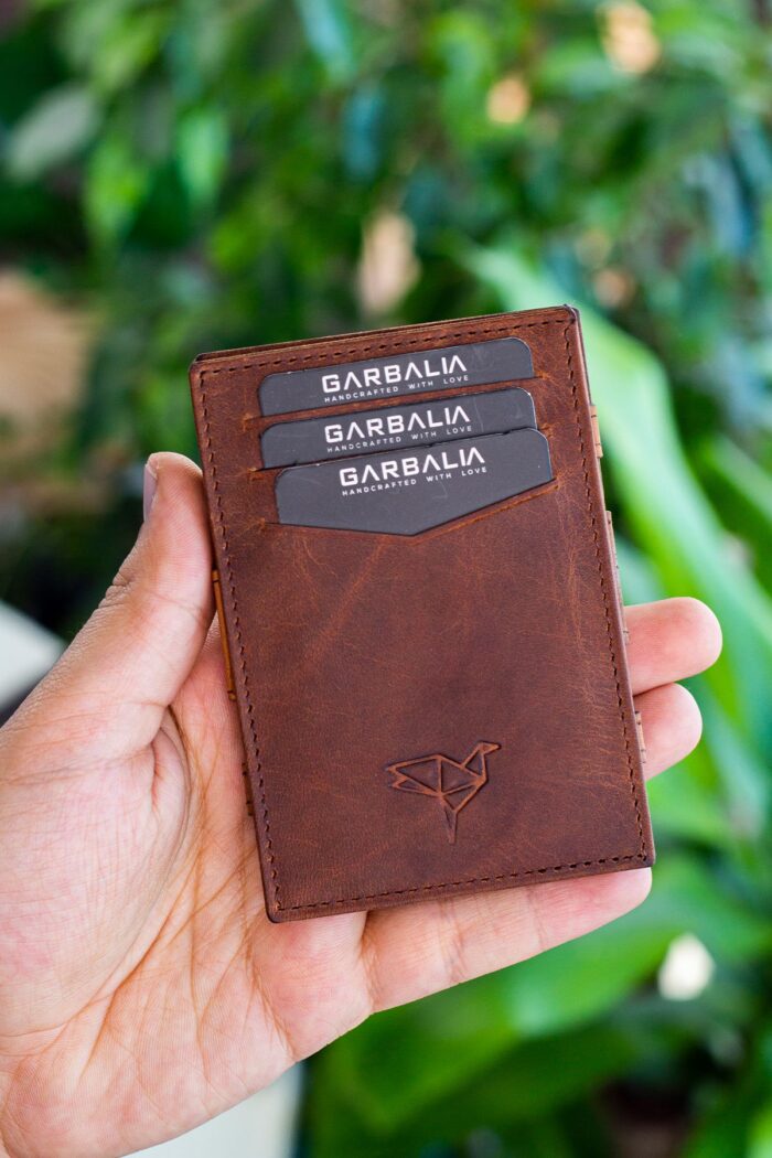 Garbalia Magic Hakiki Deri RFID Engelleyici Unisex Sihirbaz Taba Kartlık Cüzdan - Görsel 5