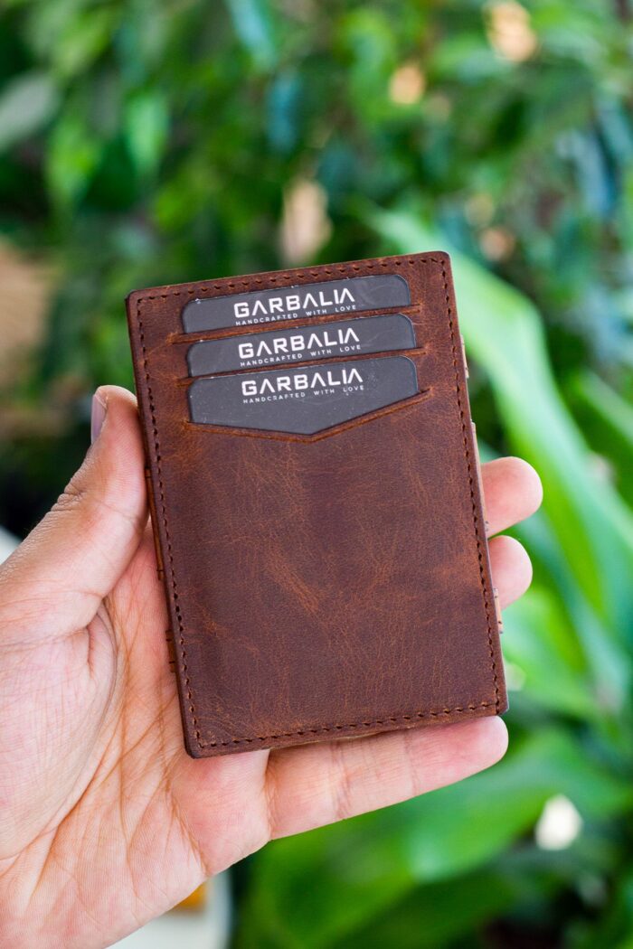 Garbalia Magic Hakiki Deri RFID Engelleyici Unisex Sihirbaz Taba Kartlık Cüzdan - Görsel 6