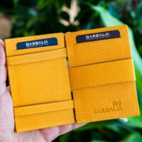 Garbalia Magic Hakiki Deri RFID Engelleyici Unisex Sihirbaz Hardal Sarısı Kartlık Cüzdan - Görsel 3