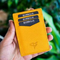 Garbalia Magic Hakiki Deri RFID Engelleyici Unisex Sihirbaz Hardal Sarısı Kartlık Cüzdan - Görsel 5