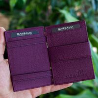 Garbalia Magic Hakiki Deri RFID Engelleyici Unisex Sihirbaz Mürdüm Kartlık Cüzdan - Görsel 3