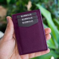 Garbalia Magic Hakiki Deri RFID Engelleyici Unisex Sihirbaz Mürdüm Kartlık Cüzdan - Görsel 4