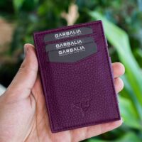 Garbalia Magic Hakiki Deri RFID Engelleyici Unisex Sihirbaz Mürdüm Kartlık Cüzdan - Görsel 5