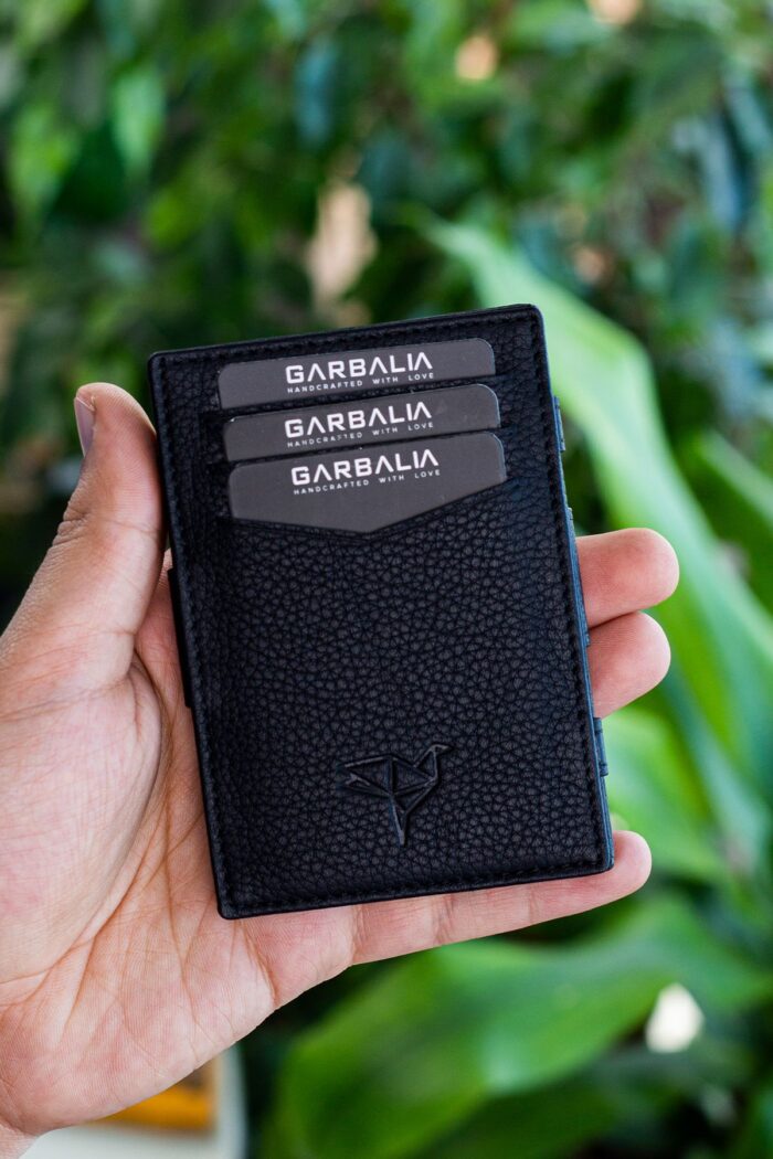 Garbalia Magic Hakiki Deri RFID Engelleyici Unisex Sihirbaz Siyah Kartlık Cüzdan - Görsel 4