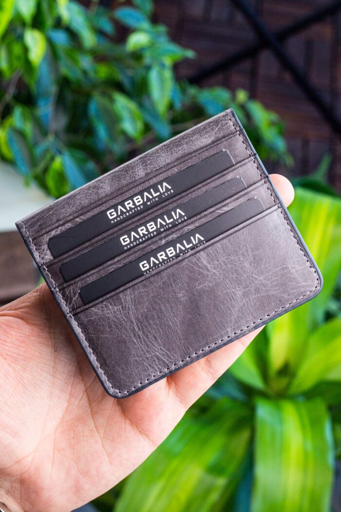Garbalia Regina Vintage Deri Gri Erkek Kartlık Cüzdan - Görsel 4