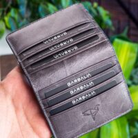 Garbalia Regina Vintage Deri Gri Erkek Kartlık Cüzdan