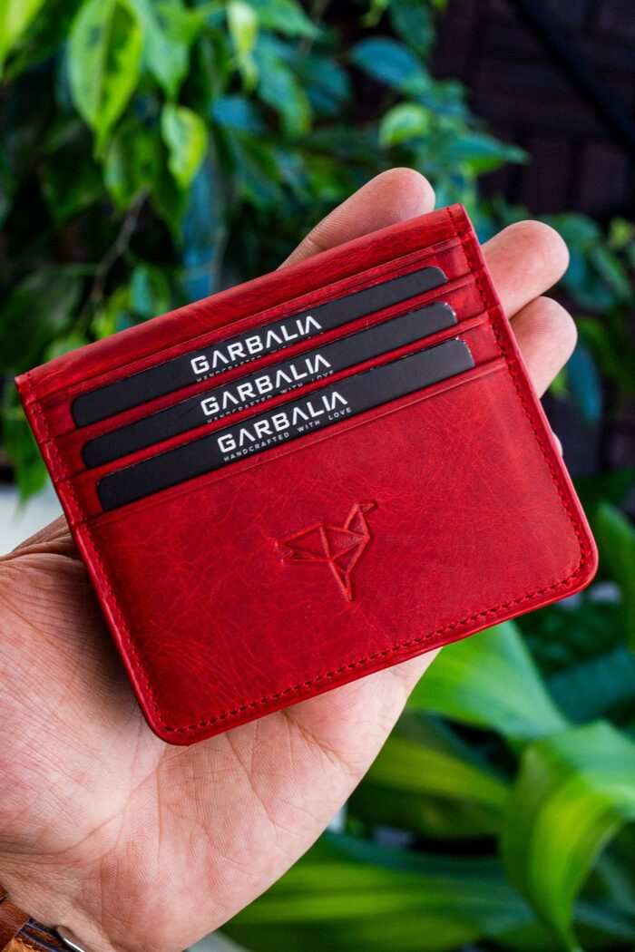 Garbalia Regina Vintage Deri Kırmızı Erkek Kartlık Cüzdan - Görsel 2