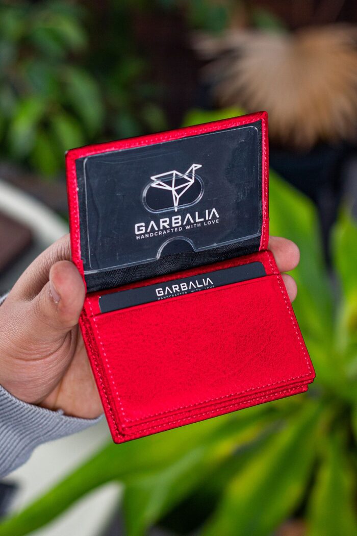 Garbalia Vera Hakiki Deri Minimal Kırmızı Kartlık - Görsel 3