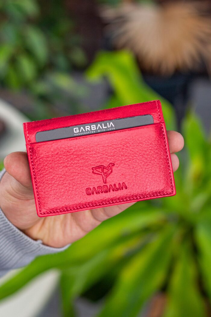 Garbalia Vera Hakiki Deri Minimal Kırmızı Kartlık