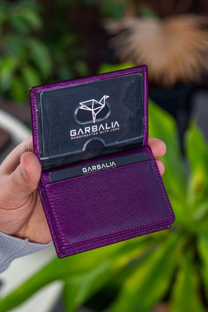 Garbalia Vera Hakiki Deri Minimal Mürdüm Kartlık - Görsel 3