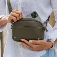 Garbalia West Ayarlanabilir Çapraz El Kol ve Omuz Askılı Mıknatıs ve Fermuarlı Mini Haki Yeşil Kadın Çanta - Görsel 9